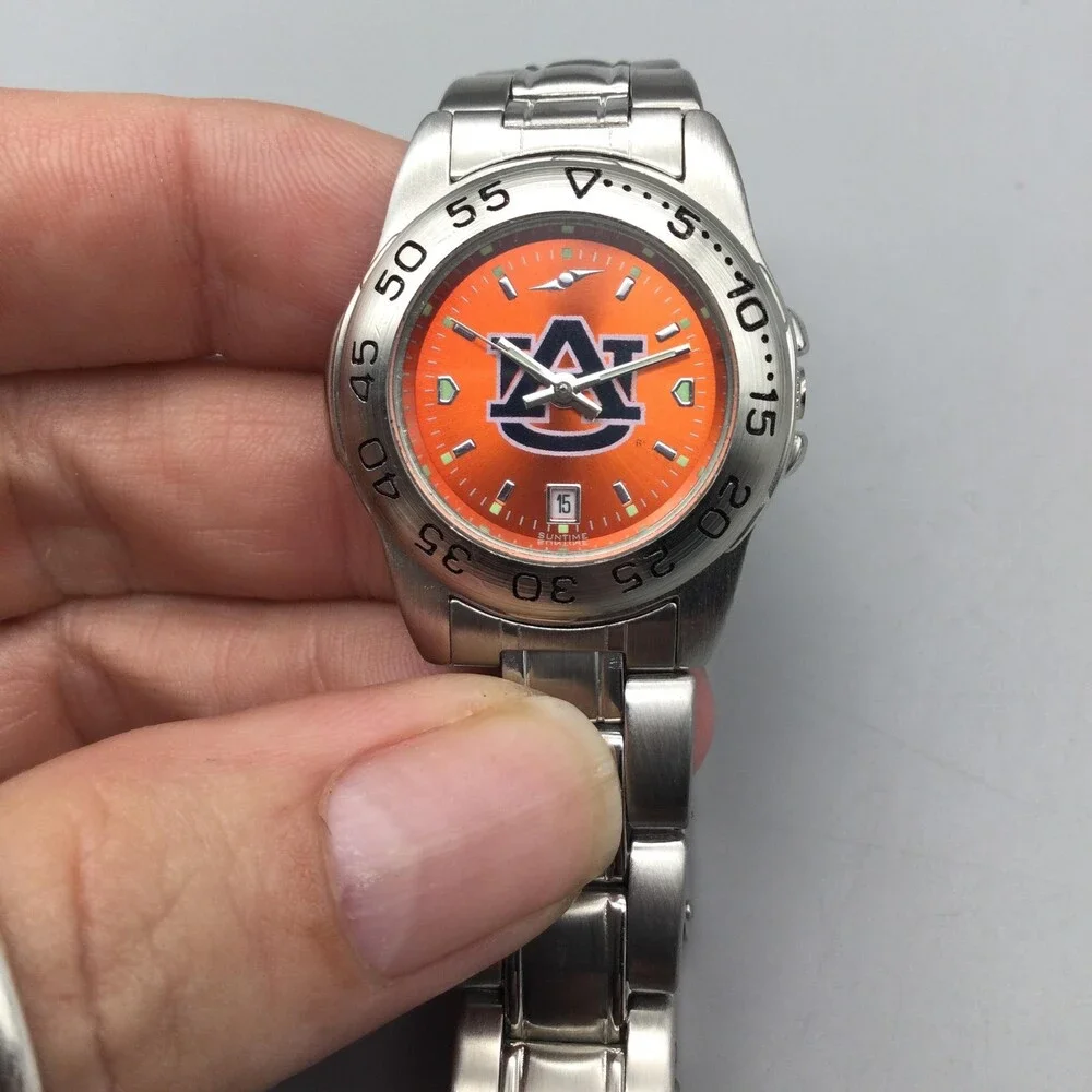 Sun Time Womens Watch 28mm Auburn University Auburn Tigers Date New Battery 7.5